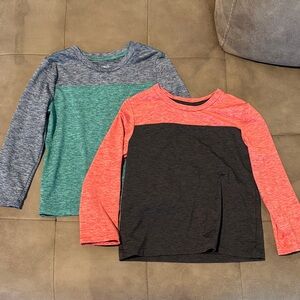 Falls Creek Boys' Long Sleeve Colorblock Tees - Coral/Black & Teal/Blue
